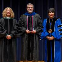 Provost Drake, Brad Wallar, and President Mantella